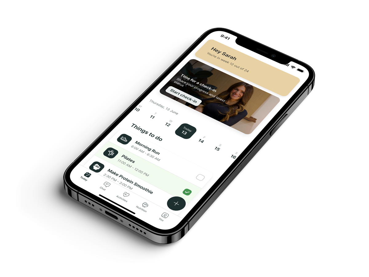 A mockup of the coaching app showcasing the features.